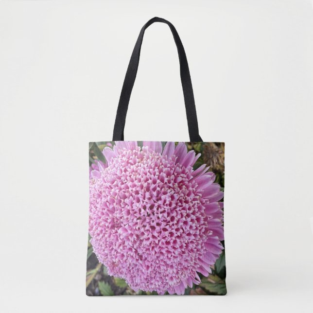 Rosa Aster Blumen-Schultertasche (Vorderseite)