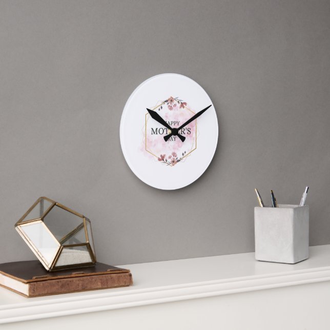 Rosa Ästhetik Muttertag Runde Wanduhr (Büro)