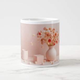 Rosa Ästhetik-Tasse - Boho Trockenblumen-Tasse Jumbo-Tasse