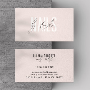 Rosa Ästhetik-Typografie Nageldesignerin Visitenkarte