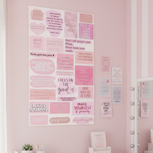 Rosa ästhetische Vision Board Zitate Poster (Von Creator hochgeladen)