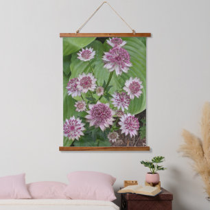 Rosa Astrantia Blüten Floral Wandteppich Mit Holzrahmen