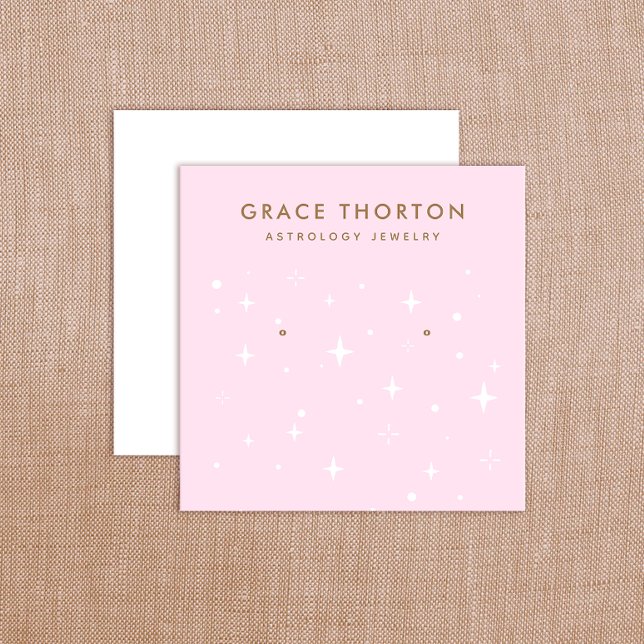 Rosa Astrologie Sterne Erden Schmuckanzeigekarte Quadratische Visitenkarte (Von Creator hochgeladen)