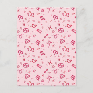 Rosa Astrologie Zodiac Symbol Zeichen Ankündigungspostkarte