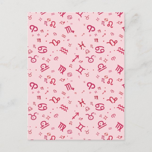 Rosa Astrologie Zodiac Symbol Zeichen Feiertagspostkarte (Vorderseite)