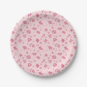 Rosa Astrologie Zodiac Symbolzeichen Pappteller