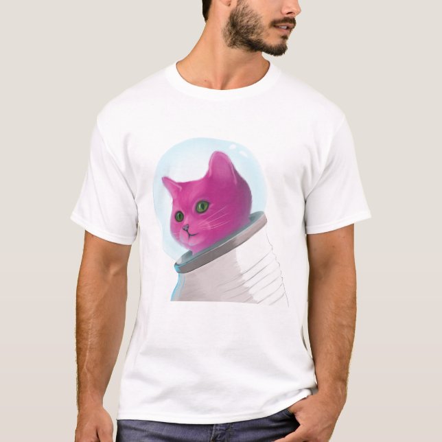 Rosa Astronautenkatze T-Shirt (Vorderseite)