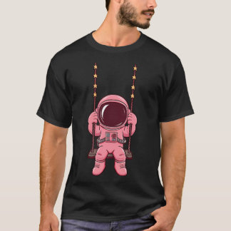 Rosa Astronautin auf der Swing - Niedlicher Astron T-Shirt