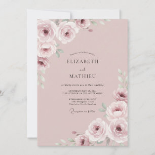 Rosa Ätherische Florale Hochzeit Einladung