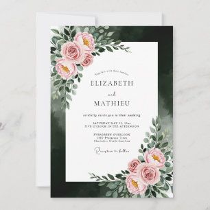 Rosa Ätherische Florale Hochzeit Einladung