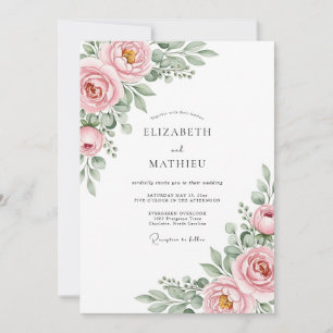 Rosa Ätherische Hochzeitsblüte Einladung