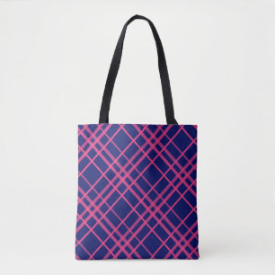 Rosa auf blauem Karomuster-Linien-Design 