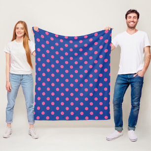 Rosa auf blauem Polka-Punkte-Musterdesign Fleecedecke
