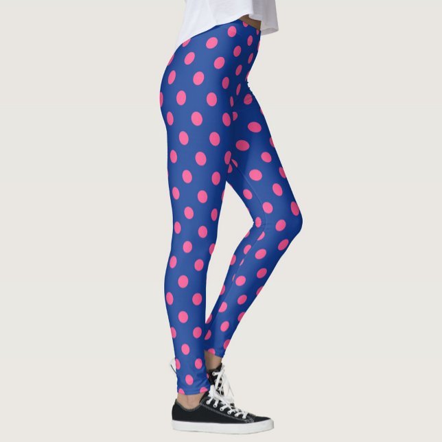 Rosa auf blauem Punkte-Musterdesign Leggings (Von Creator hochgeladen)