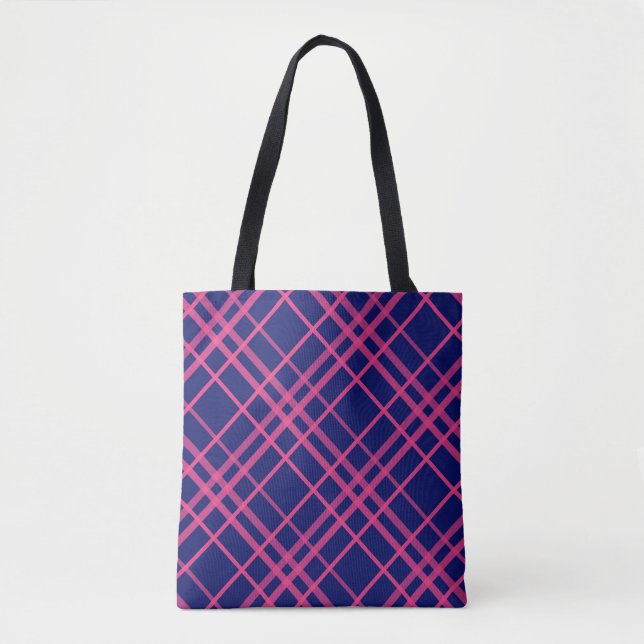 Rosa auf blauem Tartan Kariertes Muster (Vorderseite)