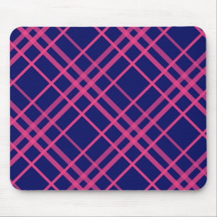 Rosa auf blauem Tartan Kariertes Muster Mousepad