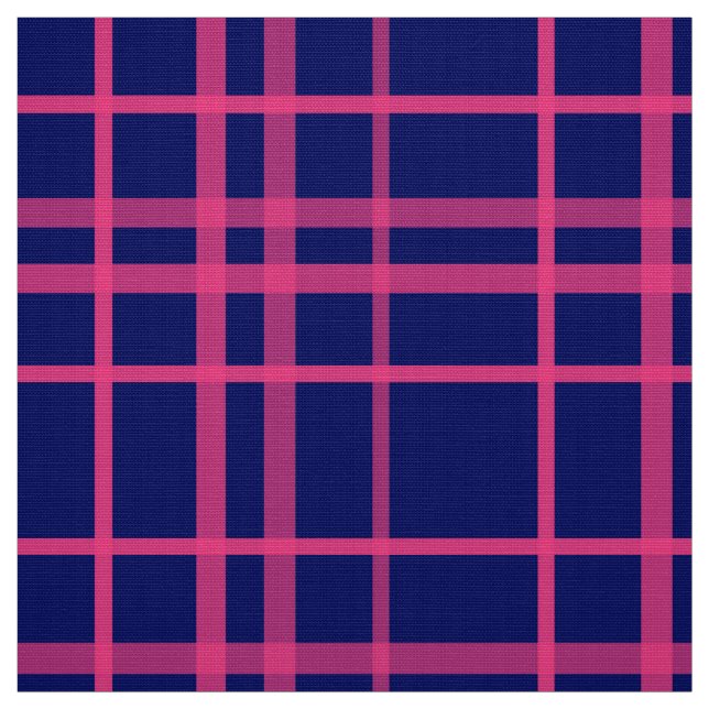 Rosa auf blauem Tartan Kariertes Muster Stoff (Muster)
