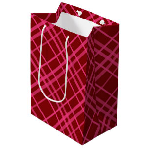 Rosa auf dem Maroon Red Tartan Kariertes Muster Mittlere Geschenktüte
