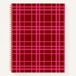 Rosa auf dem Maroon Red Tartan Kariertes Muster Notizbuch