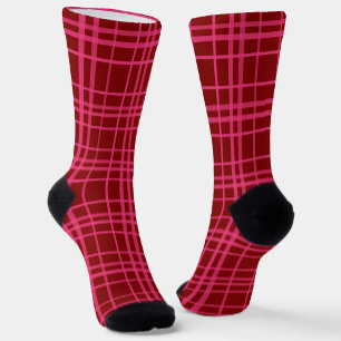 Rosa auf dem Maroon Red Tartan Kariertes Muster Socken