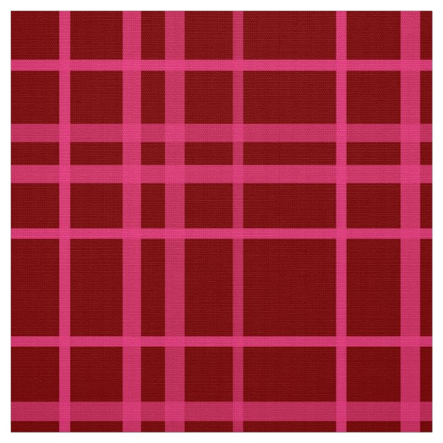 Rosa auf dem Maroon Red Tartan Kariertes Muster Stoff (Muster)