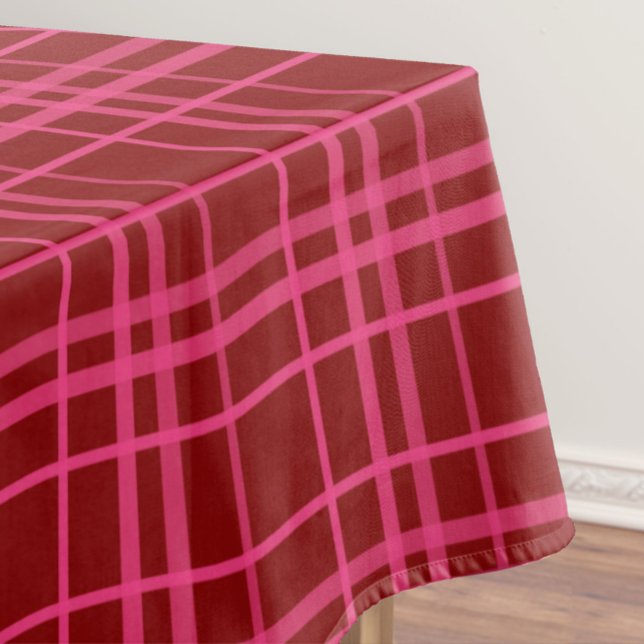 Rosa auf dem Maroon Red Tartan Kariertes Muster Tischdecke (Von Creator hochgeladen)