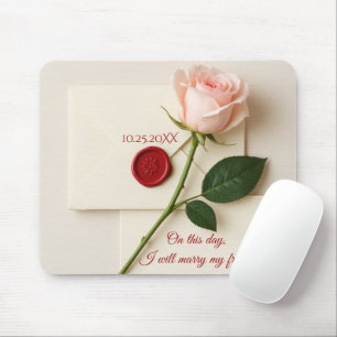 Rosa auf elfenbeinfarbenem Hochzeits-Schreibwaren Mousepad