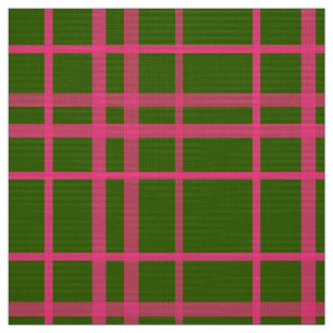 Rosa auf grünem Karomuster-Liniendesign Stoff
