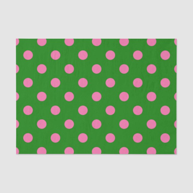 Rosa auf grünem Polka-Punkte-Musterdesign  Seidenpapier (Vorderseite)