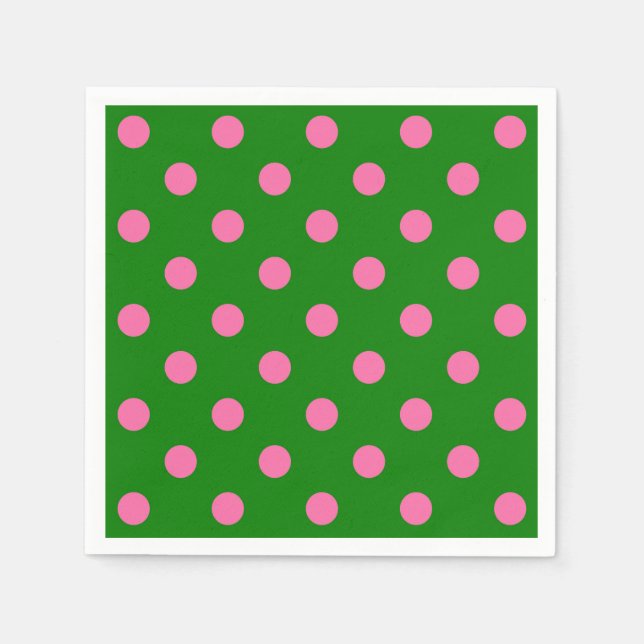Rosa auf grünem Polka-Punkte-Musterdesign  Serviette (Vorderseite)