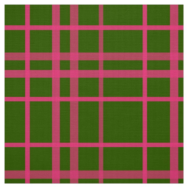 Rosa auf grünem Tartan Kariertes Muster Stoff (Muster)