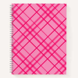 Rosa auf rosa kariertes Gitter-Karodesign  Notizbuch
