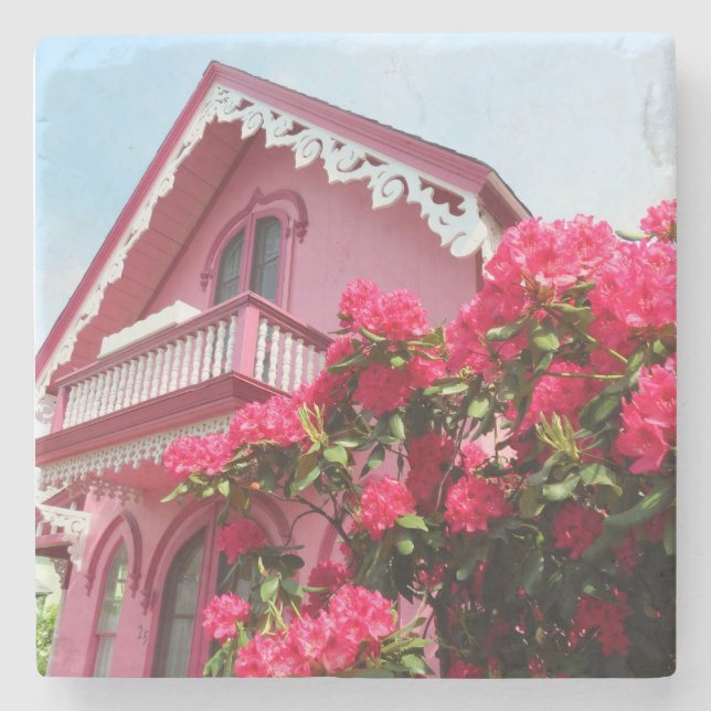 Rosa auf Rosa - Martha's Vineyard Steinuntersetzer (Vorderseite)