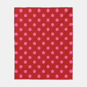 Rosa auf rotem Polka Dots Design Fleecedecke