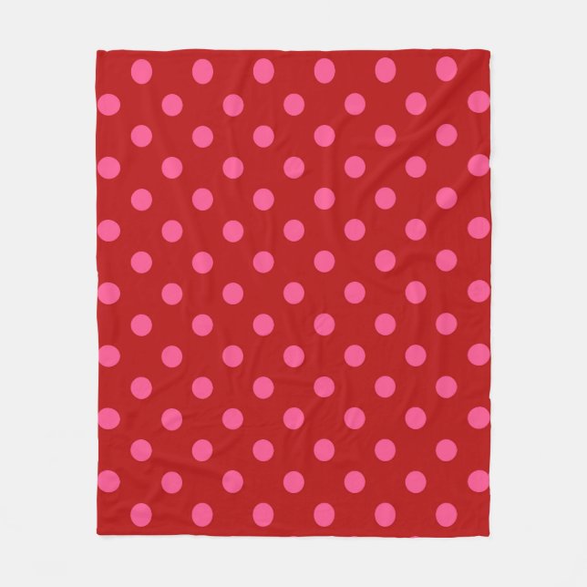 Rosa auf rotem Polka Dots Design Fleecedecke (Vorderseite)