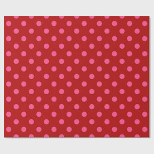 Rosa auf rotem Polka Dots Design Geschenkpapier