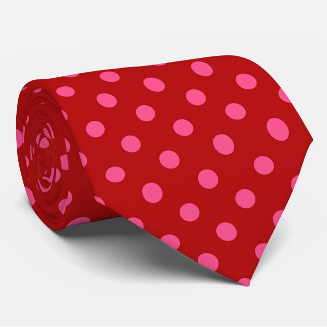 Rosa auf rotem Polka Dots Design Krawatte (Von Creator hochgeladen)