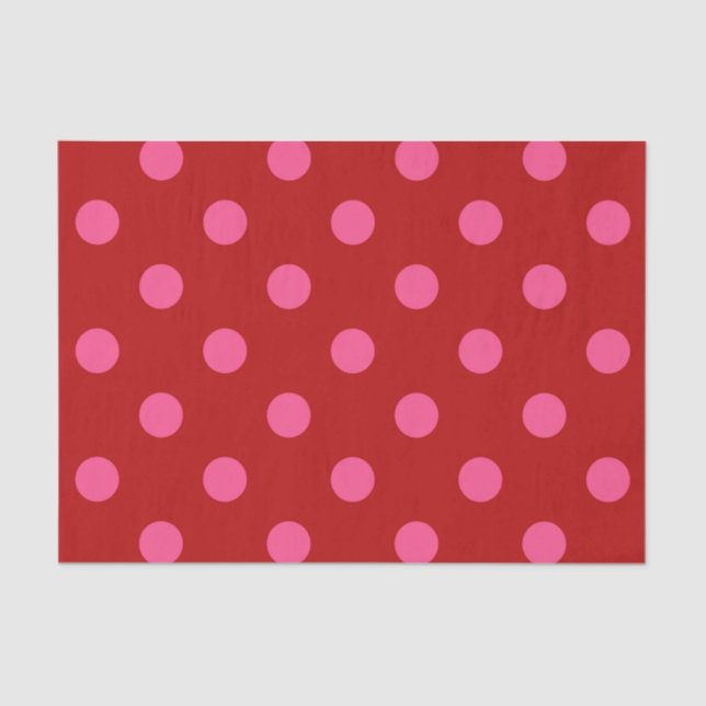 Rosa auf rotem Polka Dots Design Seidenpapier (Vorderseite)