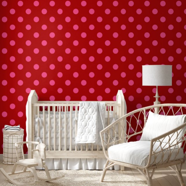Rosa auf rotem Polka Dots Design Tapete (Von Creator hochgeladen)