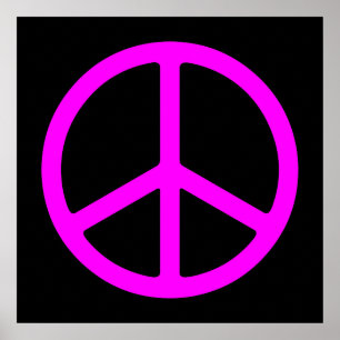 Rosa auf schwarzem Skinny Peace Symbol Kunst druck Poster