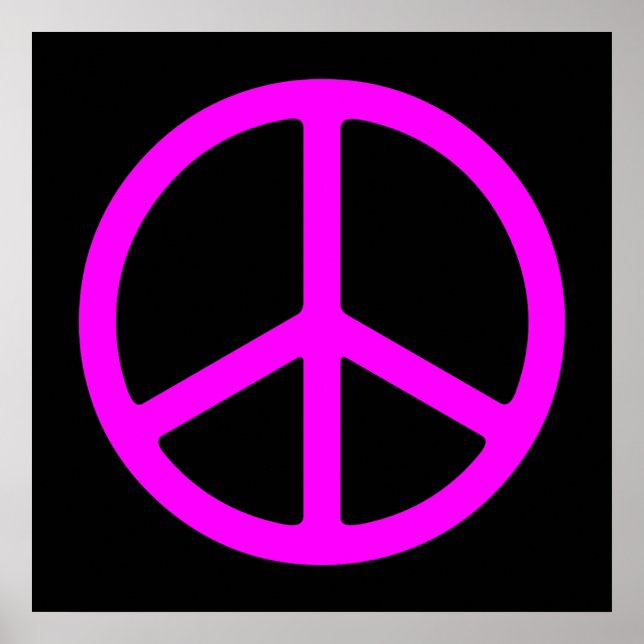 Rosa auf schwarzem Skinny Peace Symbol Kunst druck Poster (Vorne)