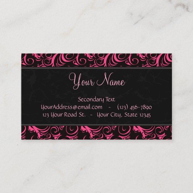 Rosa auf schwarzen BlumenBündeln, Streifen mit Visitenkarte (Vorderseite)