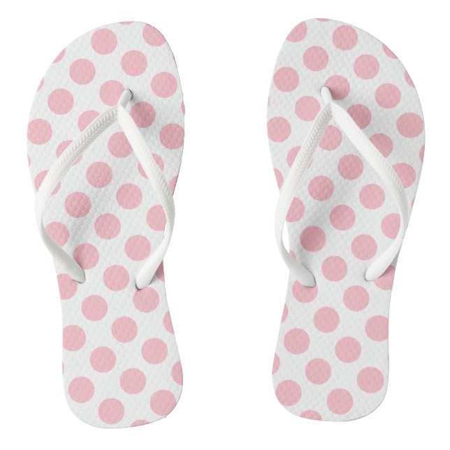 Rosa auf weiße große Polka-Punkte Flip Flops (Fußbett)