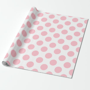 Rosa auf weiße große Polka-Punkte Geschenkpapier