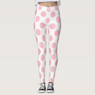Rosa auf weiße große Polka-Punkte Leggings