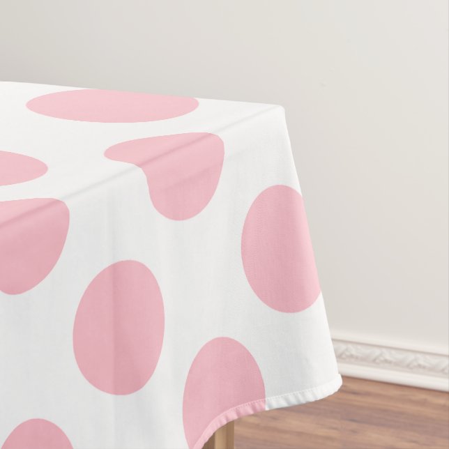 Rosa auf weiße große Polka-Punkte Tischdecke (Beispiel)