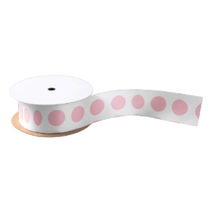 Rosa auf weißem Mittelformat. Polka Dots Ribbon Satinband