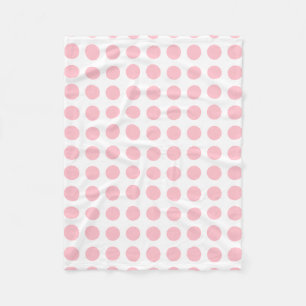Rosa auf weißen, großen, horizontalen Polka-Punkte Fleecedecke