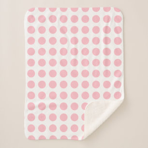 Rosa auf weißen, großen, horizontalen Polka-Punkte Sherpadecke