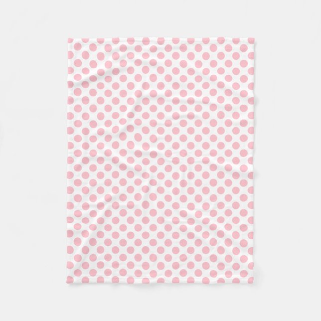 Rosa auf weißen mittelgroßen Polka-Punkten Fleecedecke (Vorderseite)